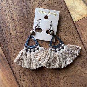 Bronze Earrings with tan tassels